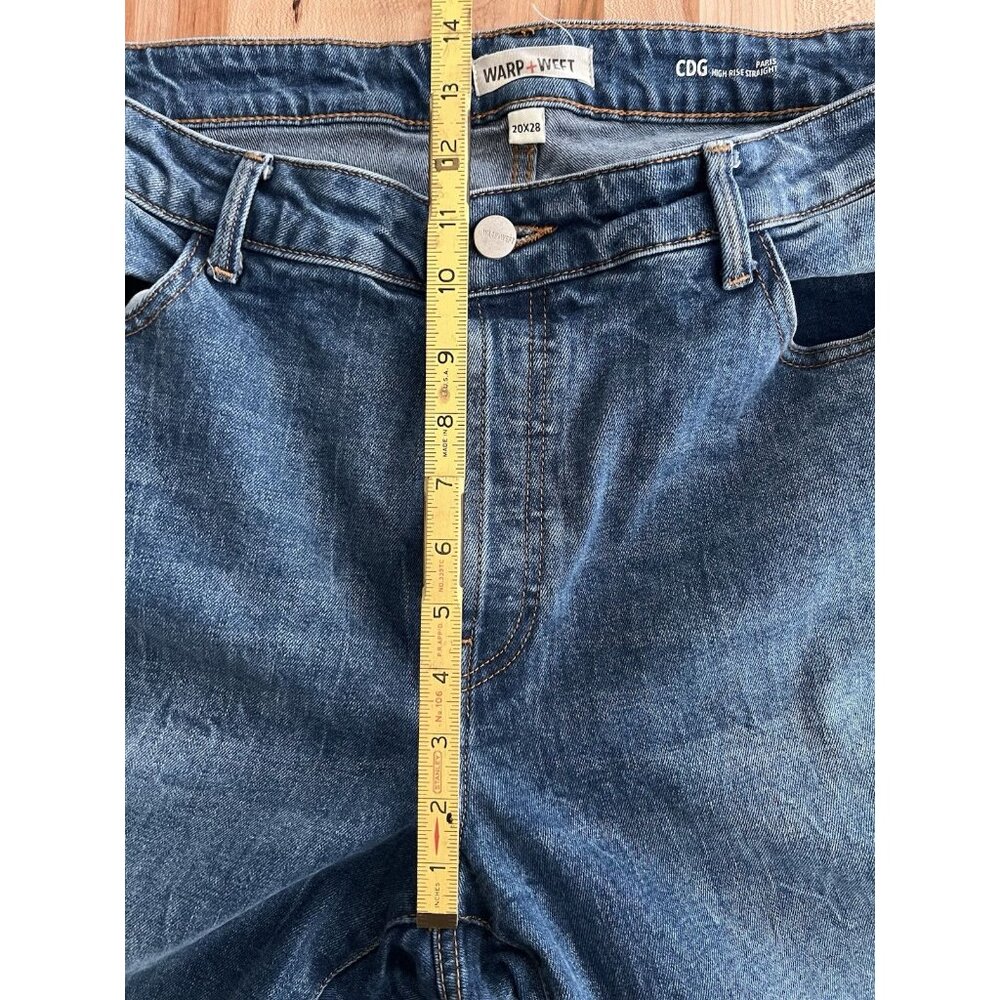 Warp + Weft CDG Paris High Rise Straight Stretch Button Fly Riviera Plus 20 x 28 - Picture 5 of 8